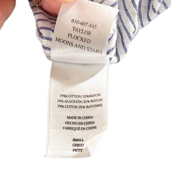 Rails Taylor Flocked Striped Collared Button Down Moon Stars Blue White Small - Picture 13 of 16